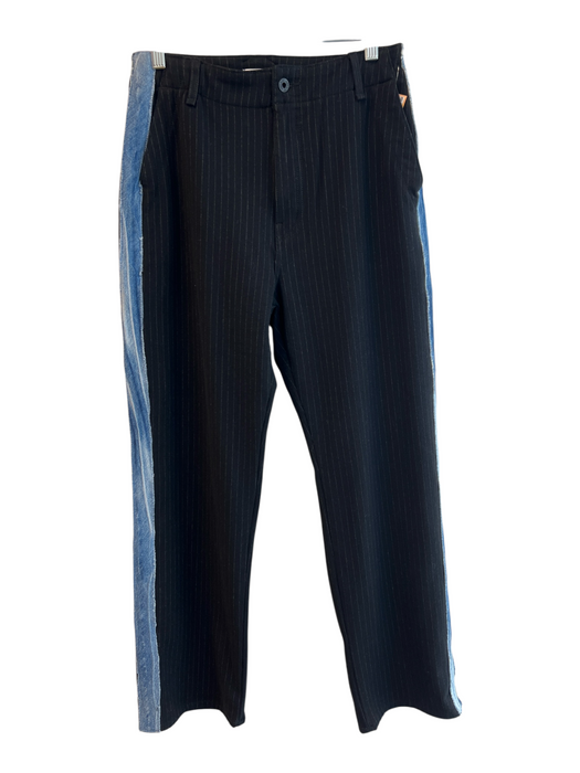 ASKK NY Size 26 Black & Blue Rayon High Rise jean seam Zip Fly Wide Leg Pants Black & Blue / 26