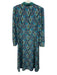 Saloni Size 6 Teal Green, Blue, Purple Silk Puff Long Sleeve Buttons Maxi Dress Teal Green, Blue, Purple / 6