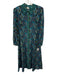 Saloni Size 6 Teal Green, Blue, Purple Silk Puff Long Sleeve Buttons Maxi Dress Teal Green, Blue, Purple / 6