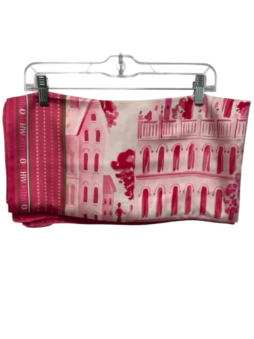 W Worth Pink & White Silk Architectural Square scarf Pink & White / One Size