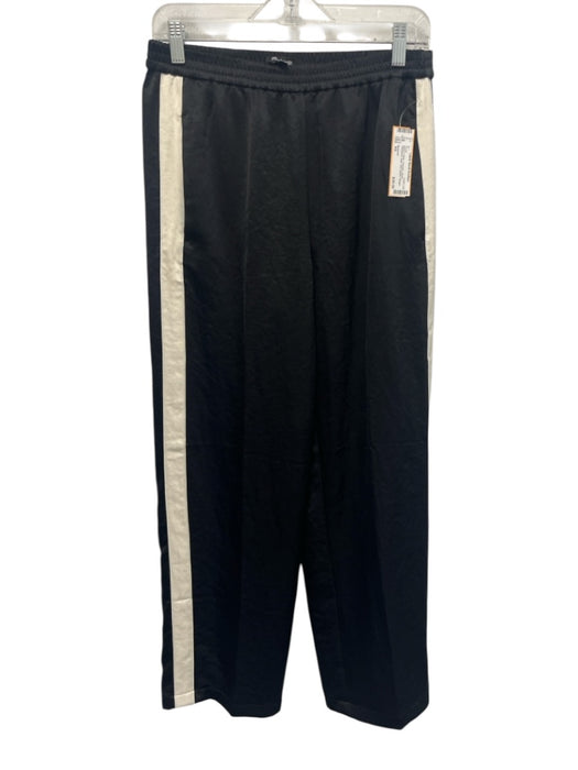 Madewell Size XS Black & White Polyester Elastic Waistband Satin Pants Black & White / XS