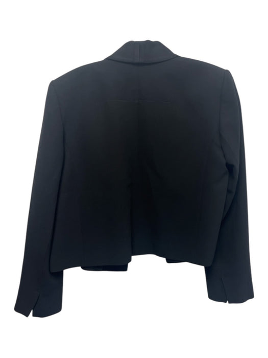 Tara Jarmon Size 38 Black Viscose Shoulder Pads Open Front Cropped Blazer Jacket Black / 38