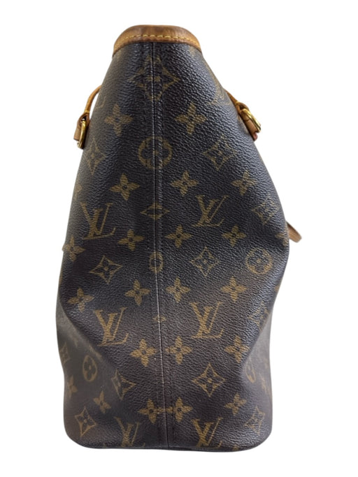 Louis Vuitton Brown Coated Canvas Monogram Leather Trim Open Top Tote Bag Brown / MM