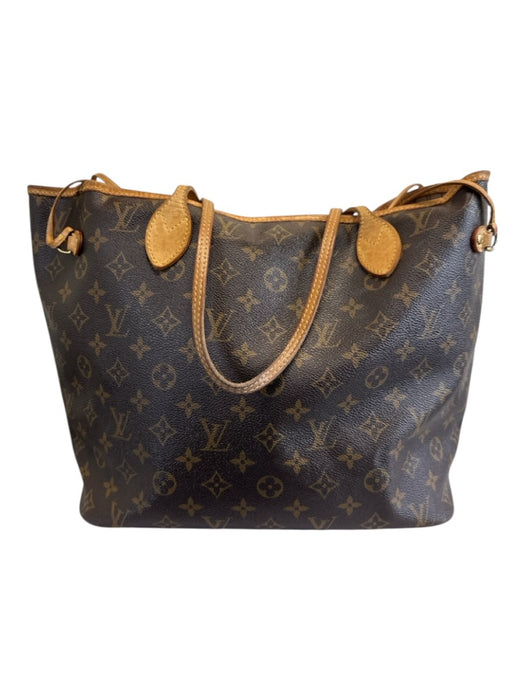 Louis Vuitton Brown Coated Canvas Monogram Leather Trim Open Top Tote Bag Brown / MM