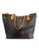 Louis Vuitton Brown Coated Canvas Monogram Leather Trim Open Top Tote Bag Brown / MM