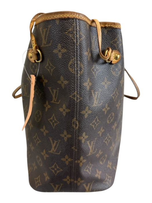 Louis Vuitton Brown Coated Canvas Monogram Leather Trim Open Top Tote Bag Brown / MM