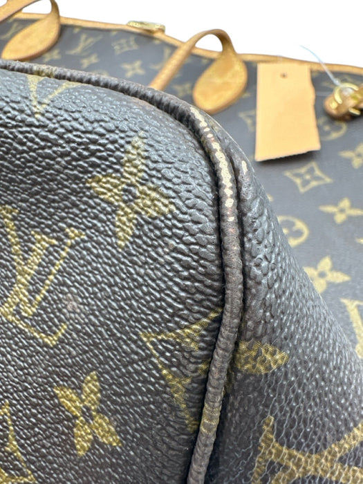 Louis Vuitton Brown Coated Canvas Monogram Leather Trim Open Top Tote Bag Brown / MM