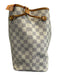 Louis Vuitton Blue & White Coated Canvas Damier Azur Leather Trim Open Top Bag Blue & White / MM