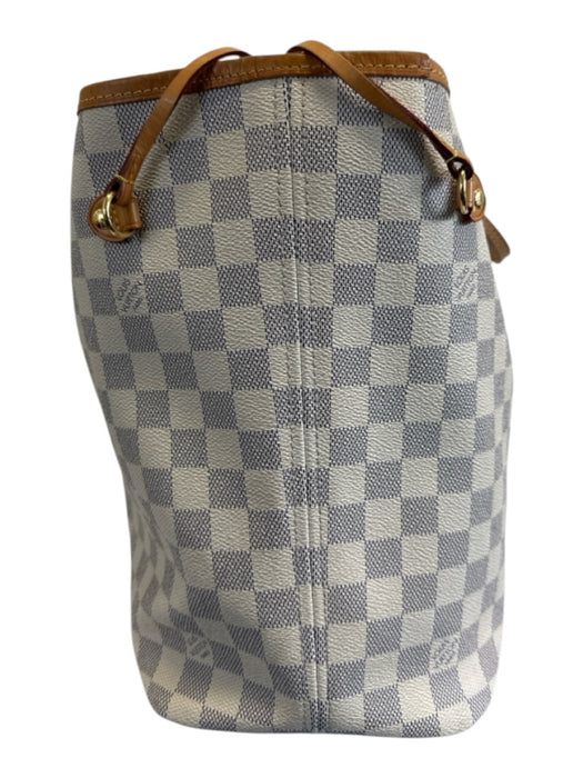 Louis Vuitton Blue & White Coated Canvas Damier Azur Leather Trim Open Top Bag Blue & White / MM