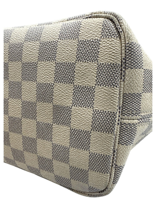 Louis Vuitton Blue & White Coated Canvas Damier Azur Leather Trim Open Top Bag Blue & White / MM