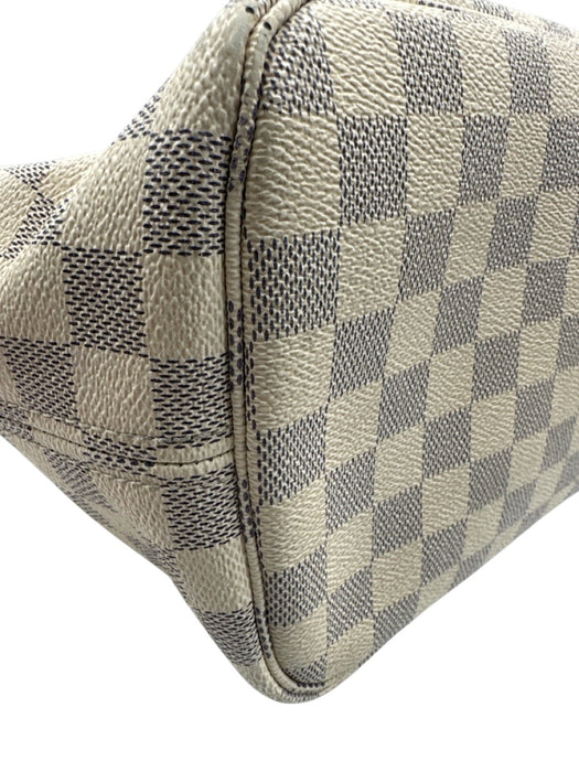 Louis Vuitton Blue & White Coated Canvas Damier Azur Leather Trim Open Top Bag Blue & White / MM