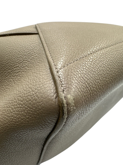 Celine Taupe Gray Leather Side Pockets Hook & Eye Closure Structured Tote Bag Taupe Gray