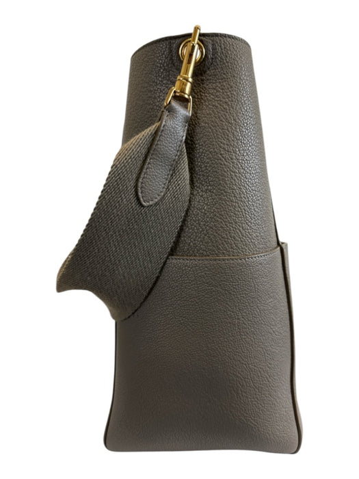 Celine Taupe Gray Leather Side Pockets Hook & Eye Closure Structured Tote Bag Taupe Gray