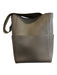 Celine Taupe Gray Leather Side Pockets Hook & Eye Closure Structured Tote Bag Taupe Gray