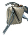 Botkier Cream White & Blue Leather whipstitch trim Zip Close Pouch Shoulder Bag Cream White & Blue