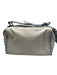 Botkier Cream White & Blue Leather whipstitch trim Zip Close Pouch Shoulder Bag Cream White & Blue