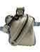 Botkier Cream White & Blue Leather whipstitch trim Zip Close Pouch Shoulder Bag Cream White & Blue