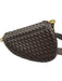 Tiffany & Fred Dark Brown Leather Woven Magnetic Flap Saddle Multiple Straps Bag Dark Brown