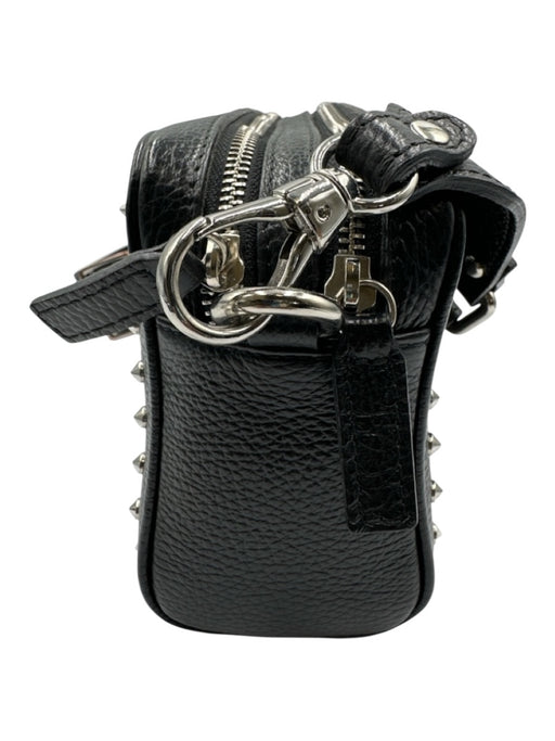 Valentino by Mario Valentino Black Leather Silver Tone Accent Studs Bag Black