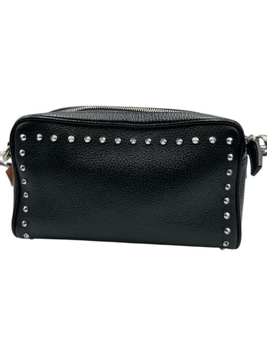 Valentino by Mario Valentino Black Leather Silver Tone Accent Studs Bag Black