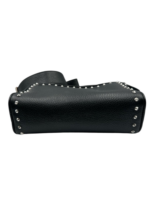 Valentino by Mario Valentino Black Leather Silver Tone Accent Studs Bag Black