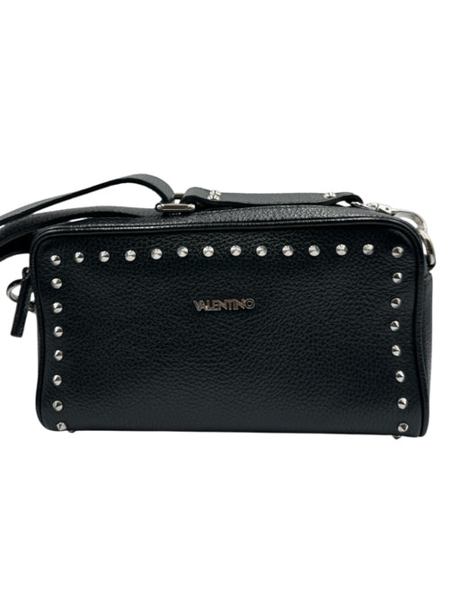 Valentino by Mario Valentino Black Leather Silver Tone Accent Studs Bag Black