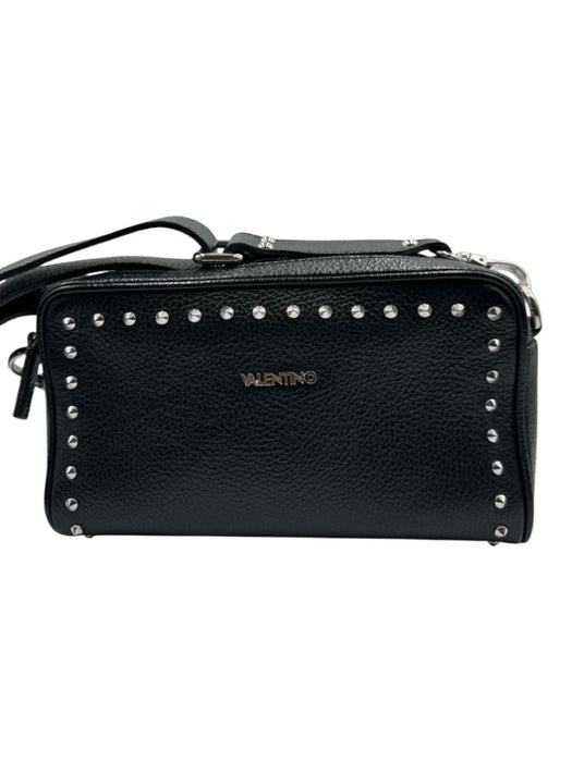 Valentino by Mario Valentino Black Leather Silver Tone Accent Studs Bag Black