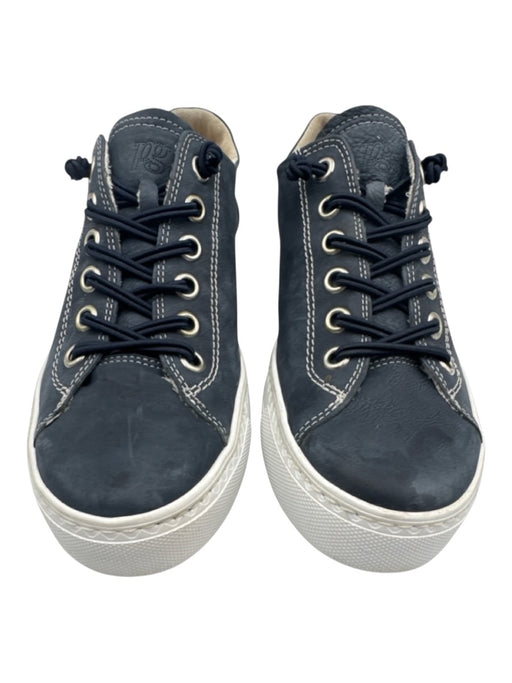 Paul Green Shoe Size 4.5 Navy & white Leather Lace Up Platform Sneakers Navy & white / 4.5