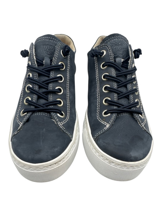 Paul Green Shoe Size 4.5 Navy & white Leather Lace Up Platform Sneakers Navy & white / 4.5