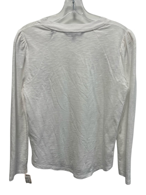 Veronica Beard Size Small White Cotton Long puff sleeve Heathered Top White / Small