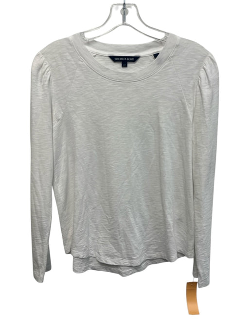 Veronica Beard Size Small White Cotton Long puff sleeve Heathered Top White / Small