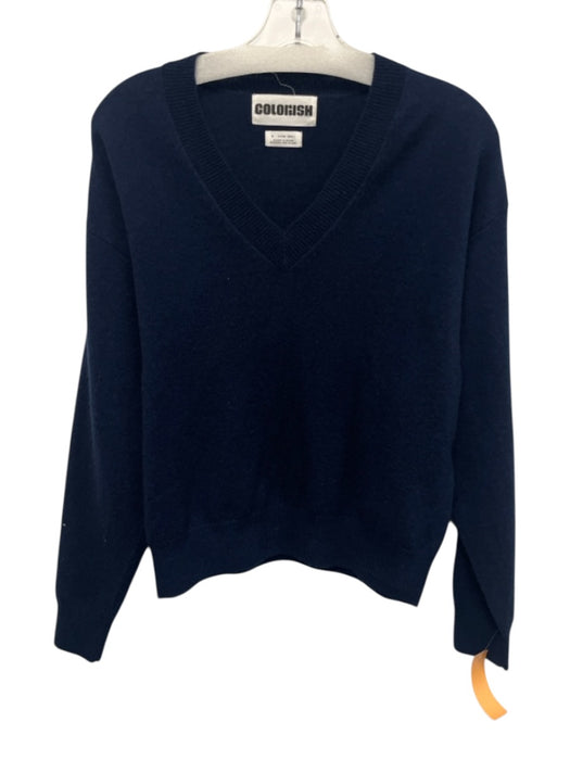 Colorush Size XS Navy Blue Cashmere Long Sleeve Knit Ribbed Sweater Navy Blue / XS