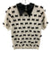 Alice + Olivia Size L White & Black Wool Blend Knit Bow removable collar Top White & Black / L