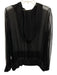 illia Size 4 Black Silk Sheer Hoodie Ribbed Hem Zipper Detail Jacket Black / 4