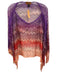 Missoni Purple, pink & red Viscose Knit Chevron Fringe Edging Shawl Poncho Purple, pink & red