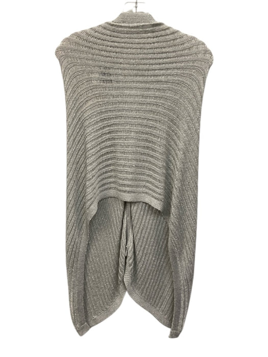W by Worth Silver Rayon Blend Metallic Thread Shimmer Button Shoulder Shawl Silver