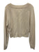 Colorush Size XS Beige Cashmere Long Sleeve Side Slit V Neck Ribbed Sweater Beige / XS