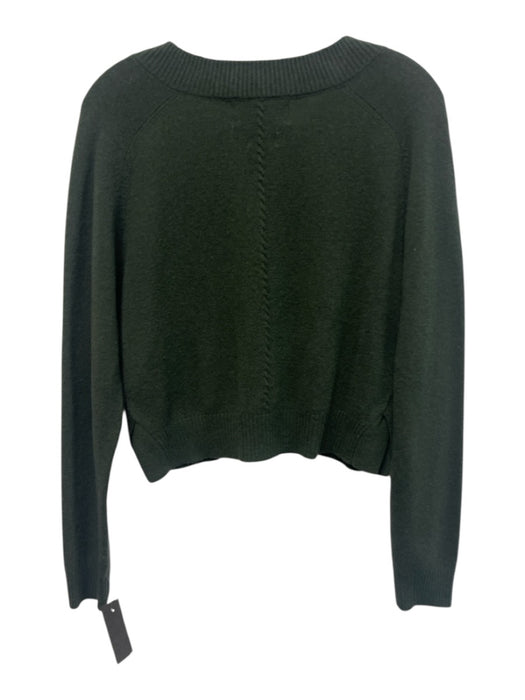 Colorush Size XS Green Cashmere Long Sleeve Side Slit V Neck Ribbed Sweater Green / XS