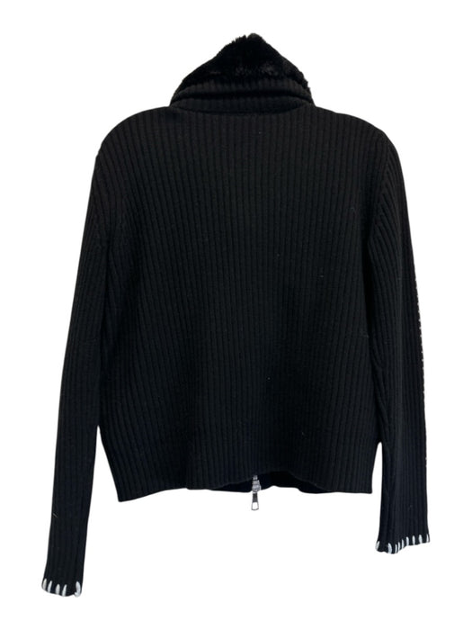 Lisa Todd Size XS Black Wool Faux Fur Long Sleeve Zip Front Collar Jacket Black / XS