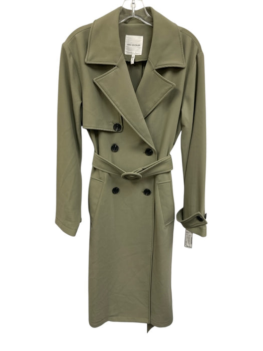 Avec Les Filles Size S Green Polyester Long Sleeve Trench Double Breasted Coat Green / S