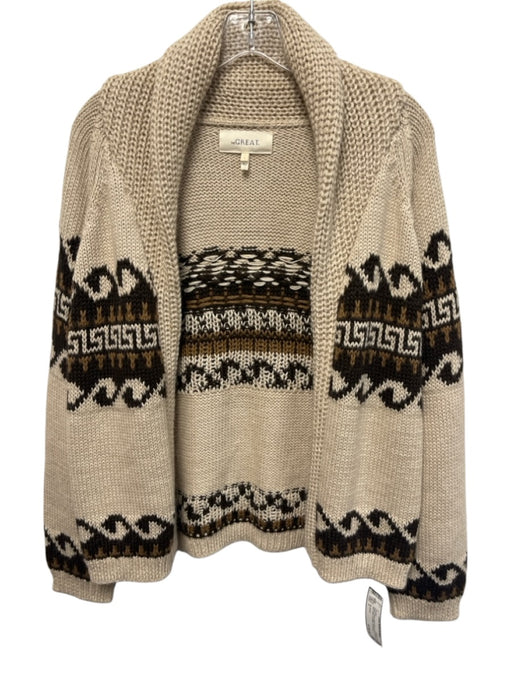 The Great Size 1 Beige & Multi Alpaca Blend Long Sleeve Knit Open Sweater Beige & Multi / 1