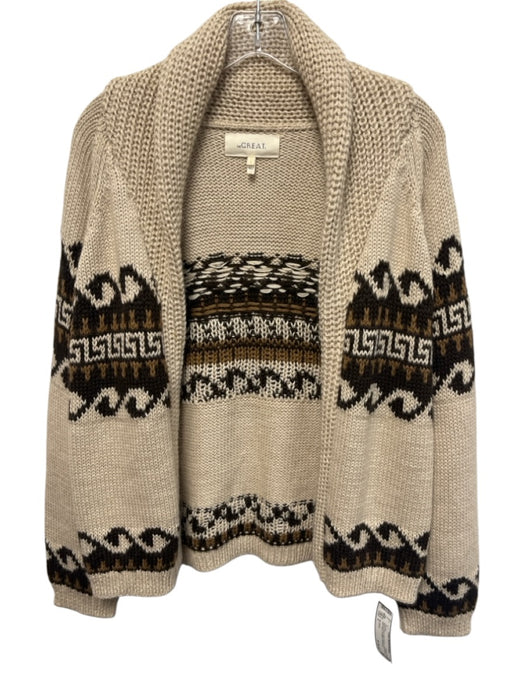 The Great Size 1 Beige & Multi Alpaca Blend Long Sleeve Knit Open Sweater Beige & Multi / 1