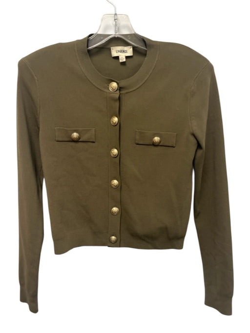 L'agence Size S Olive Green Rayon Blend Long Sleeve Button Up Cardigan Cardigan Olive Green / S
