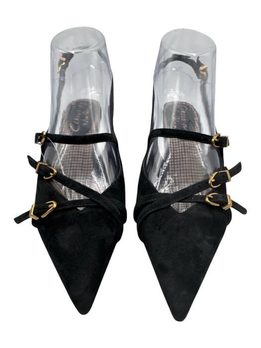 Sam Edelman Shoe Size 6.5 Black Leather Pointed Toe Slingback Strappy Pumps Black / 6.5