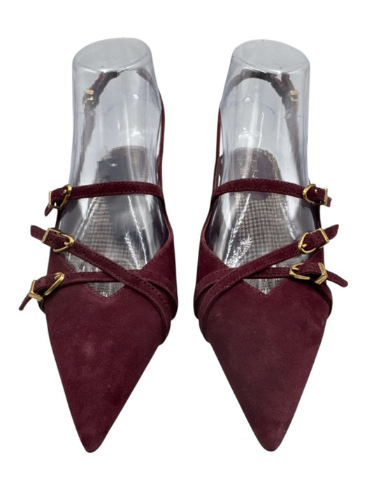 Sam Edelman Shoe Size 6.5 Maroon Purple Leather Pointed Toe Slingback Pumps Maroon Purple / 6.5