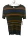 Akris Punto Size 8 Dark Green & Mulit Wool Short Sleeve Ribbed Stripes Top Dark Green & Mulit / 8