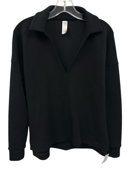 Spanx Size S Black Modal Blend V Neck Collared Long Sleeve Athleisure Top Black / S