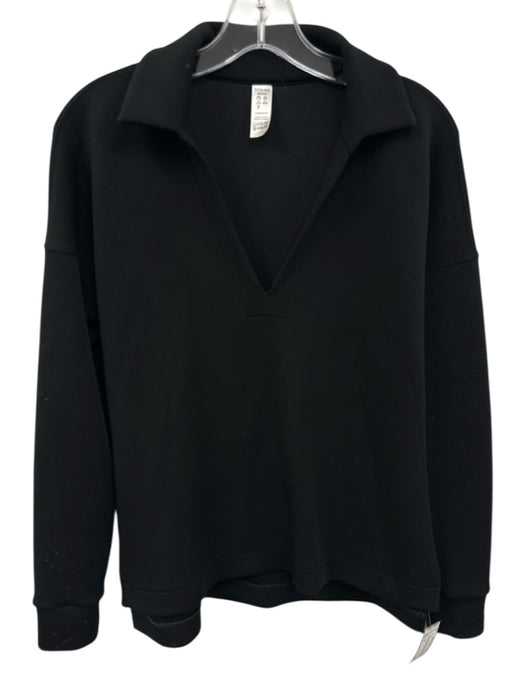 Spanx Size S Black Modal Blend V Neck Collared Long Sleeve Athleisure Top Black / S