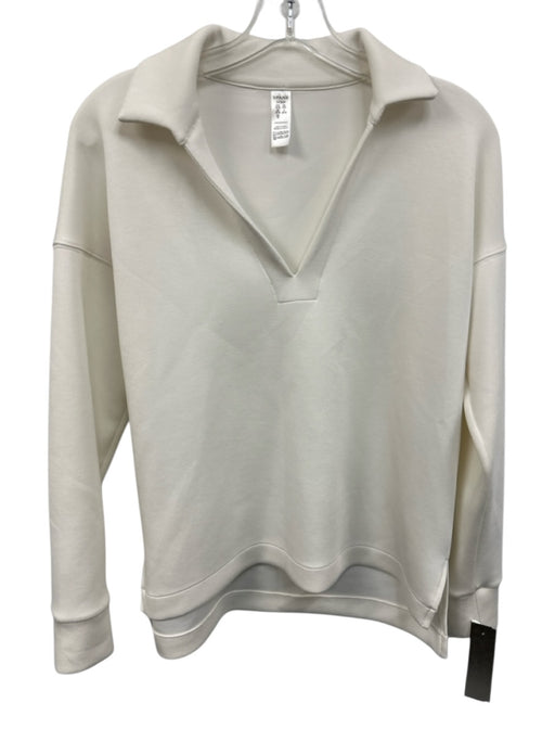 Spanx Size S White Modal Blend V Neck Collared Long Sleeve Athleisure Top White / S