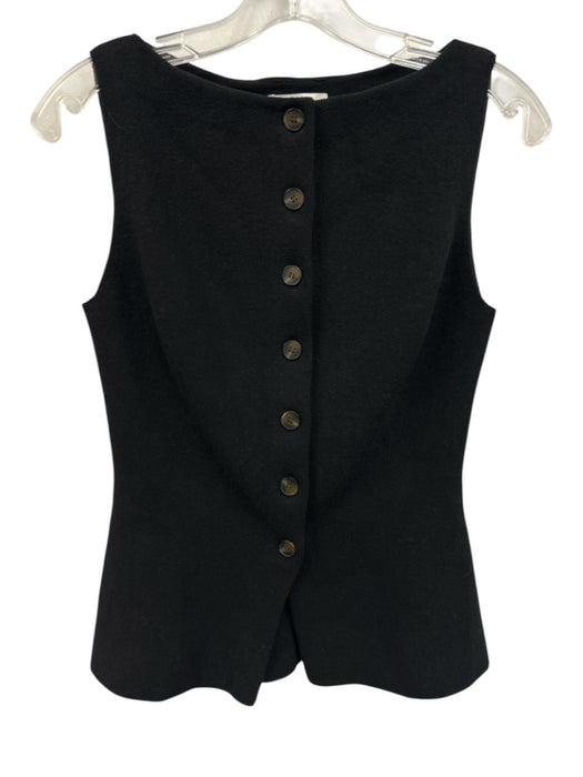 COS Size S Navy Cotton Blend Button Front Textured Vest Navy / S
